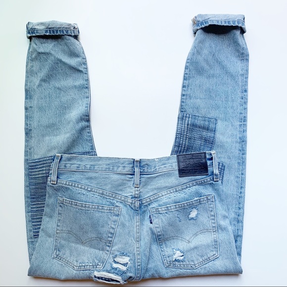 Levis 501 Button Fly Skinny Jeans Light Wash Patch - Picture 5 of 6